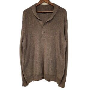Gap Men's Sz XXL Henley Knit Brown Sweater Cotton Wool Blend Dark Academia